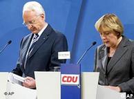 Edmund Stoiber y Angela Merkel, un día después de perder las elecciones de 2002.