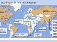 A map showing the countries with rare earth deposits