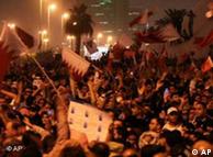 Bahraini anti-government protesters wave flags in a demonstration in Manama 