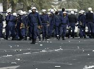 Bahraini riot police during clashes with anti-government protesters