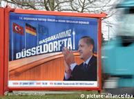 A sign advertising Erdogan's speech to German Turks