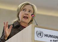 Secretary of State Hillary Clinton at the Human Rights Council in Geneva, Switzerland