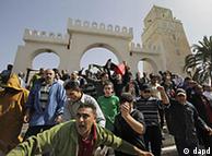 Anti-Gadhafi protesters leave the Muradagha mosque to resume their protests