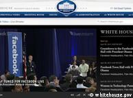 بنر تبلیغ دیدار چهارشنبه شب اوباما و زاکربرگ که پیش از آغاز نشست، در وب‌سایت کاخ سفید منتشر شد
