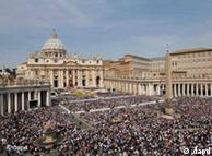 The faithful crowd St. Peter's square during Easter mass