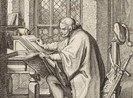 Dibujo de Lutero traduciendo la Biblia (Gustav König).