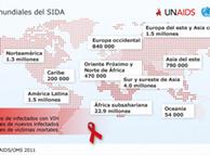 Propagación del sida en el mundo.