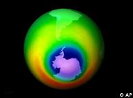 Hueco de ozono en la Antártida.